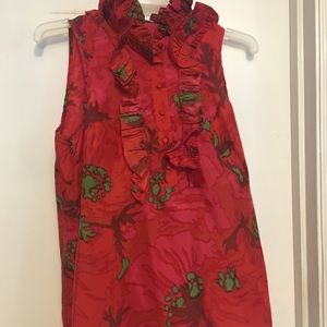 Coral colored Floral J-Crew Blouse